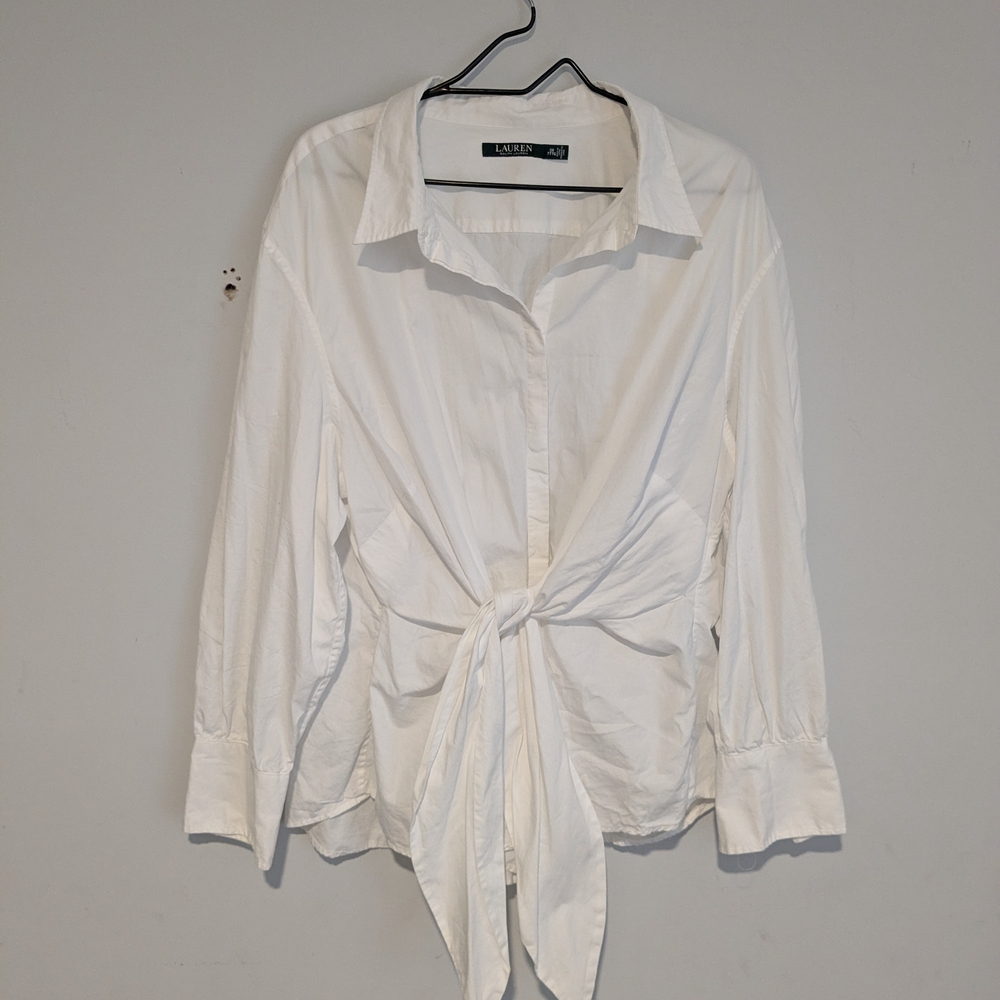 Lauren Ralph Lauren Women's White Top Sleeve Shirt Size 3X TTTG - Picture 3 of 7